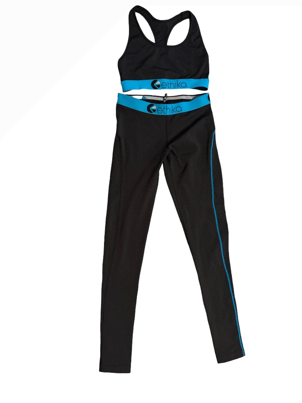 ethika Black and Blue Women's Active Set - Sports Bra & Leggings